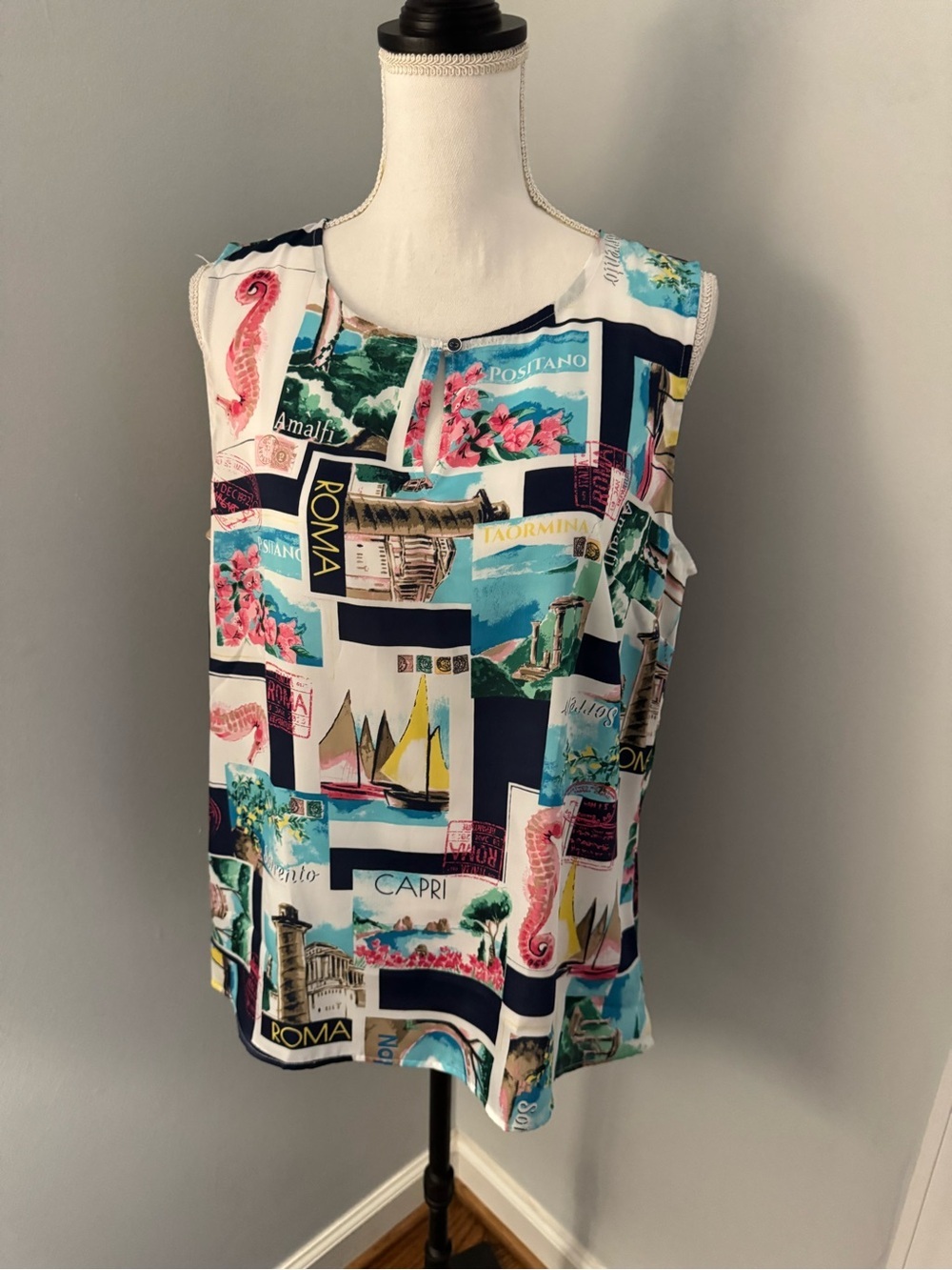 🆕 NWT Talbot’s Sleeveless “Italy Postcard” Top. Size Large